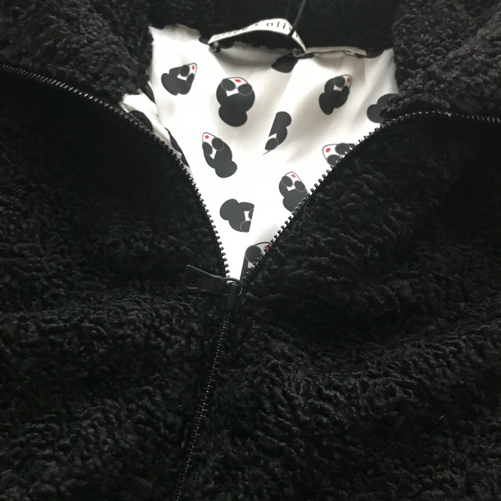 NWT Alice +Olivia Genova StaceFace Print Reversible Faux Fur Bomber Jacket XS - Picture 8 of 17